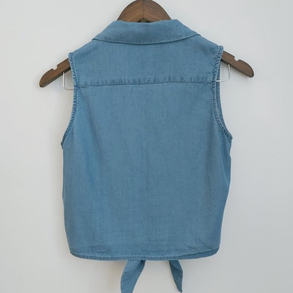 URBAN PLANET chambray crop button shirt - Picture 3 of 9